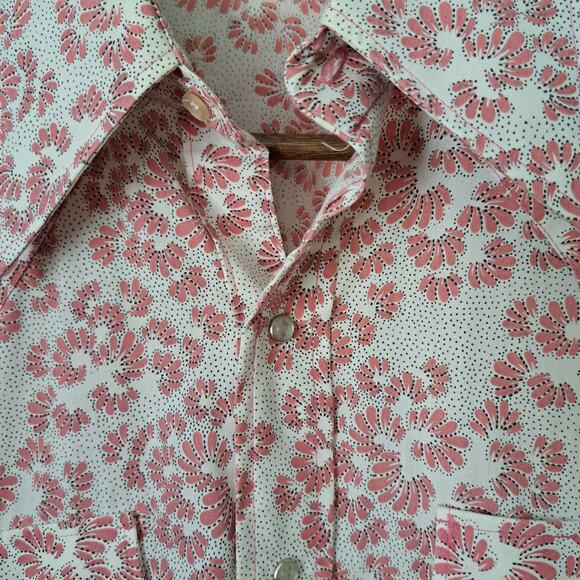 Permanent Press Pearl Snap Long Tail Western Shirt Large - Picture 4 of 8